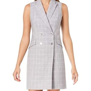 Calvin Klein Dress Check Print Sleeveless Coat 12